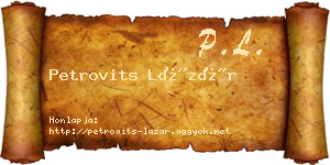 Petrovits Lázár névjegykártya